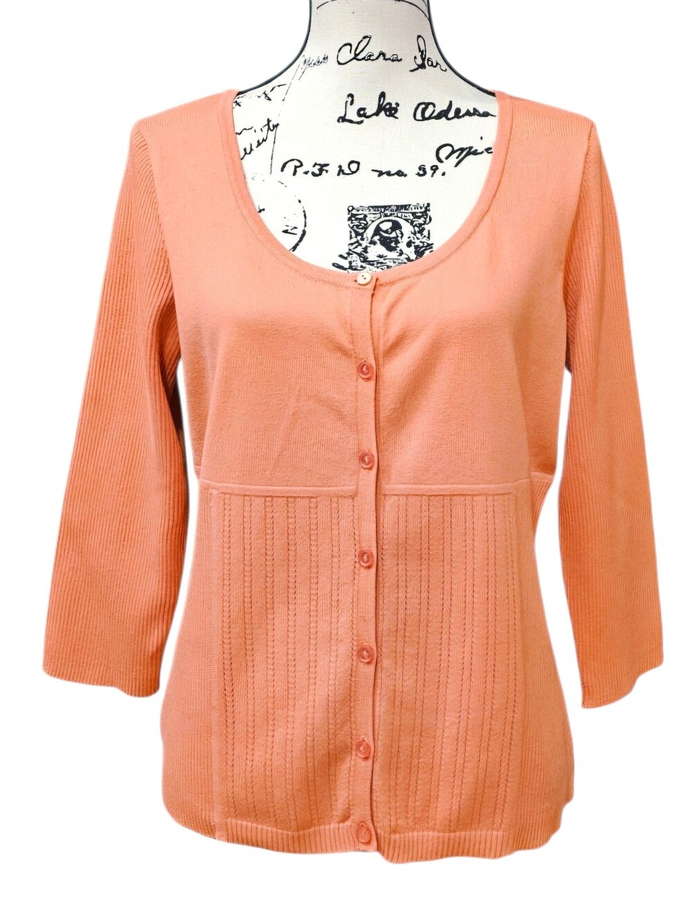 Liz Claiborne Peach Button-Front Knit Cardigan
